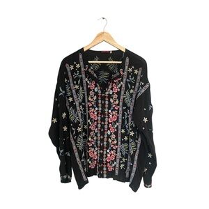 Johnny Was Floral Embroidery Blouse